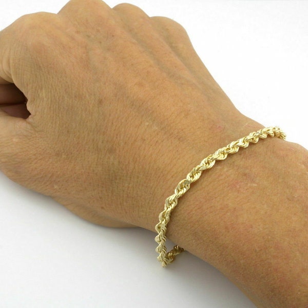 10K Gold Diamond-Cut Hollow Rope Bracelet