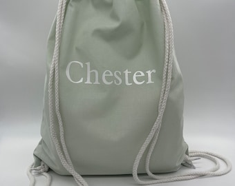 Personalised backpack set, gym bag, girls, boys, children, nursery, school backpack, personalised bag, grey bag, cotton bag, mini backpack