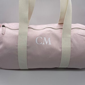 Personalised barrel bag,gym bag, weekend bag, personalised bag,wedding bag, hospital bag, overnight bag,100% organic cotton canvas image 1