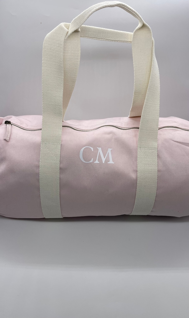 Personalised barrel bag,gym bag, weekend bag, personalised bag,wedding bag, hospital bag, overnight bag,100% organic cotton canvas image 1