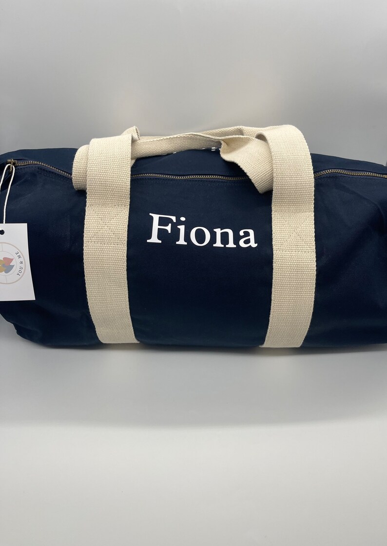 Personalised barrel bag,gym bag, weekend bag, personalised bag,wedding bag, hospital bag, overnight bag,100% organic cotton canvas image 4