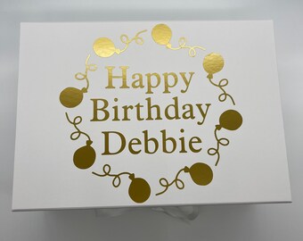 Personalised Gift Boxes With Ribbon and Magnetic Lid Vinyl | Special Occasions Luxury birthday personalised birthday gift box any name