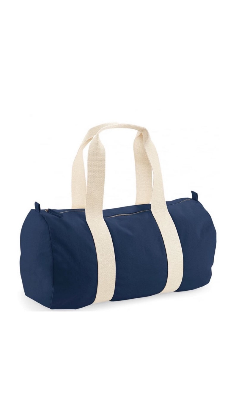 Personalised barrel bag,gym bag, weekend bag, personalised bag,wedding bag, hospital bag, overnight bag,100% organic cotton canvas image 10