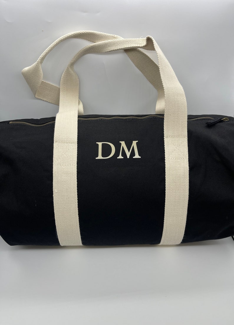 Personalised barrel bag,gym bag, weekend bag, personalised bag,wedding bag, hospital bag, overnight bag,100% organic cotton canvas image 5