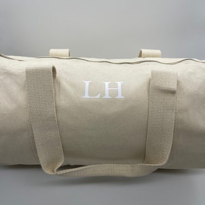 Personalised barrel bag,gym bag, weekend bag, personalised bag,wedding bag, hospital bag, overnight bag,100% organic cotton canvas image 2