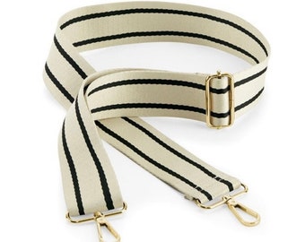 Striped bag straps - crossbody strap changeable bag strap detachable gold hardware fashion handbag strap