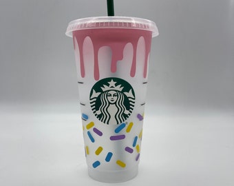 Donut dripping Starbucks Cold Cup | Venti | Reusable Cup | Cup with Straw | Cold Cup | Starbucks Cup | Iced Coffee Cup | dripping cup