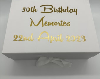 Personalised Gift Boxes With Ribbon and Magnetic Lid Vinyl | Special Occasions Luxury birthday personalised birthday gift box any name