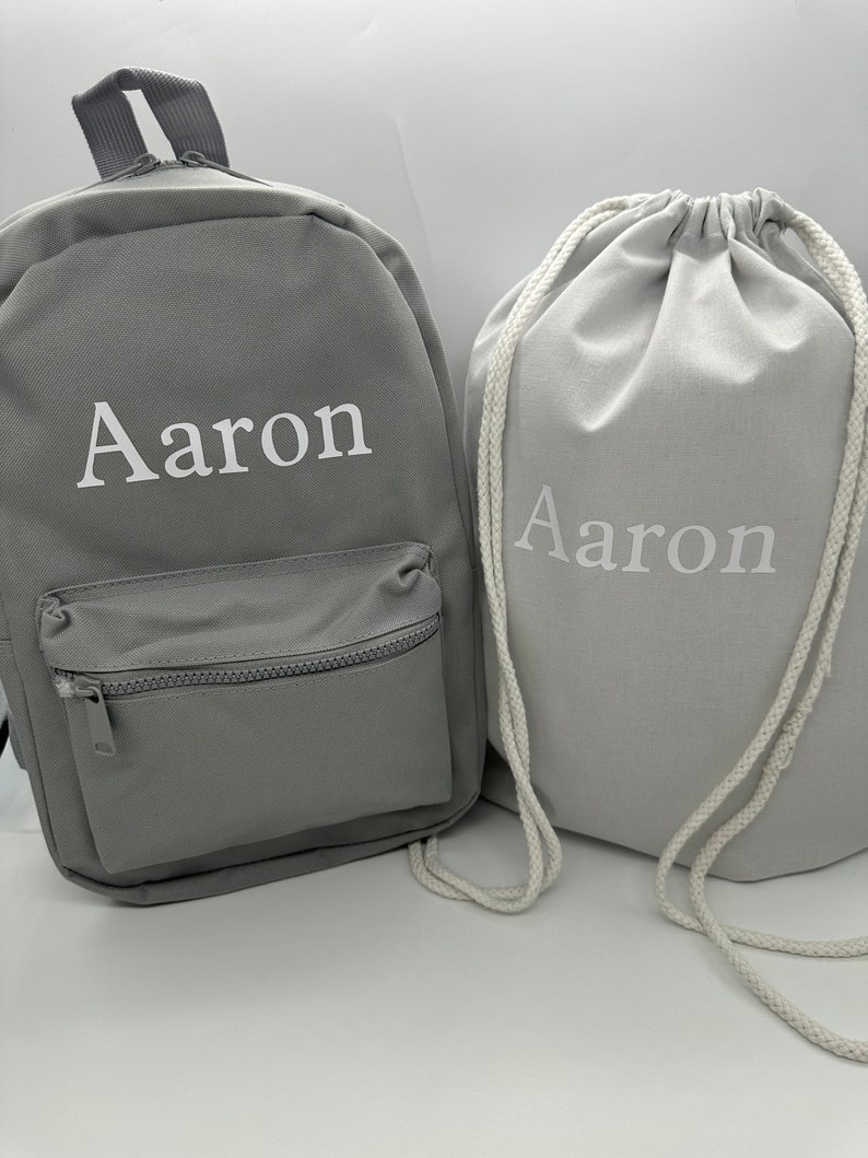 Personalised backpack, gym bag with any name girls, boys, children, nursery, school backpack, Personalised bag, grey bag, mini backpack image 4