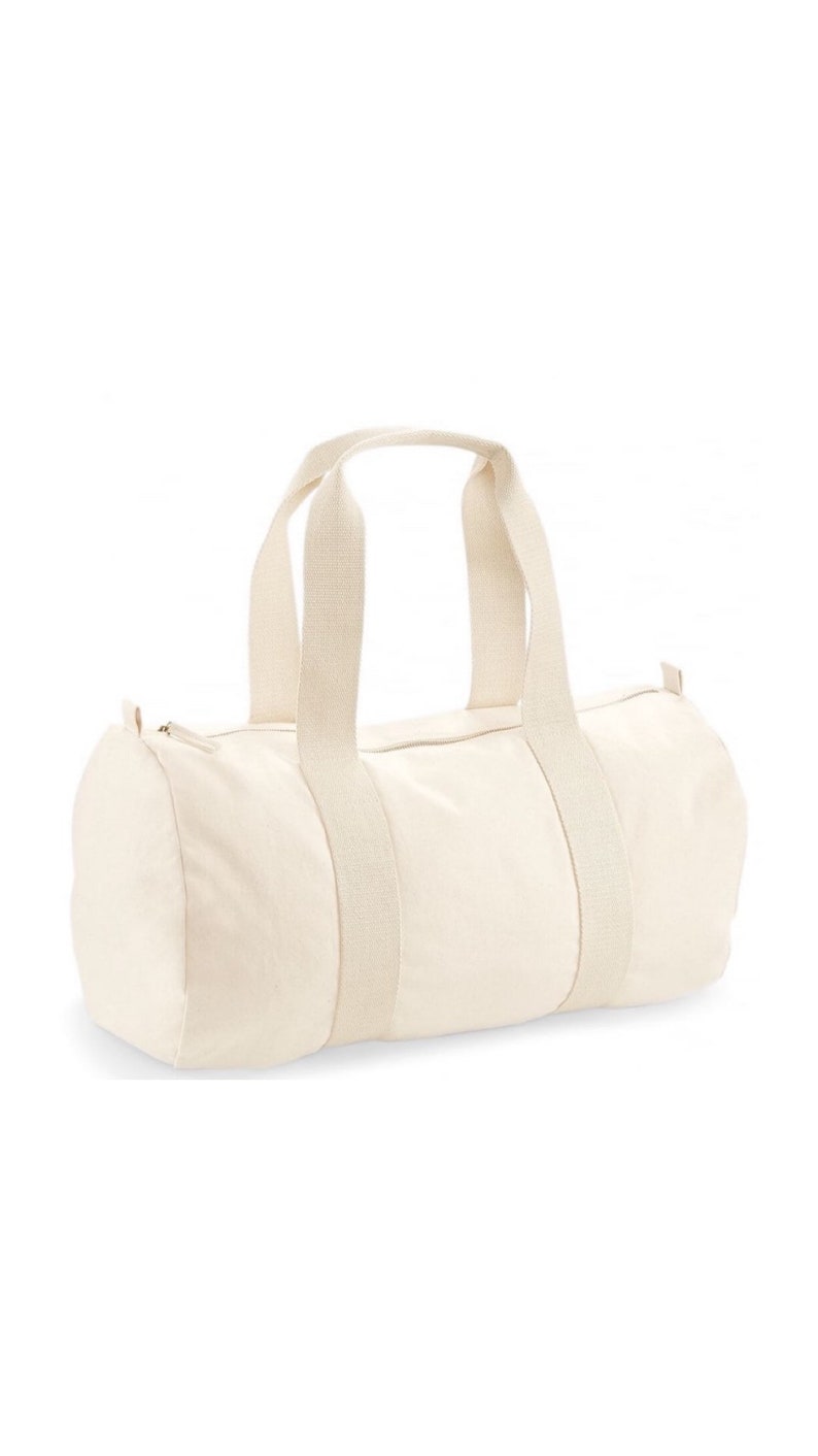Personalised barrel bag,gym bag, weekend bag, personalised bag,wedding bag, hospital bag, overnight bag,100% organic cotton canvas image 6