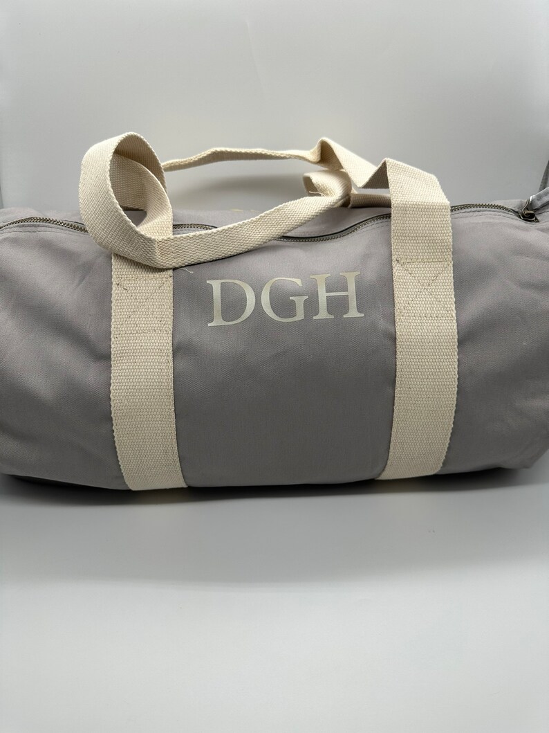 Personalised barrel bag,gym bag, weekend bag, personalised bag,wedding bag, hospital bag, overnight bag,100% organic cotton canvas image 3