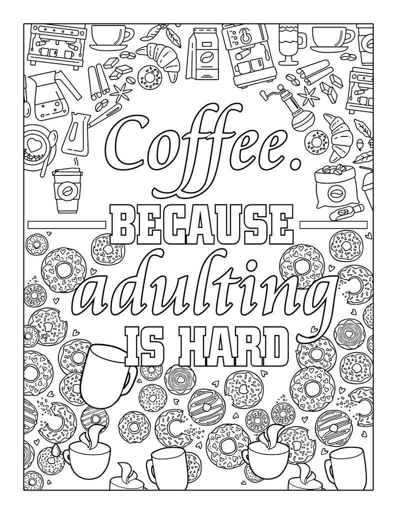 Coffee Coloring Pages - Etsy