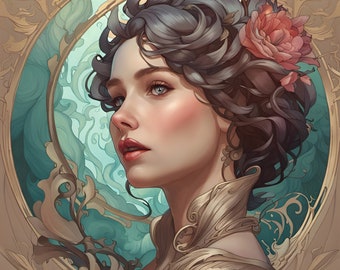 Digital Download Katniss Art Nouveau Portrait