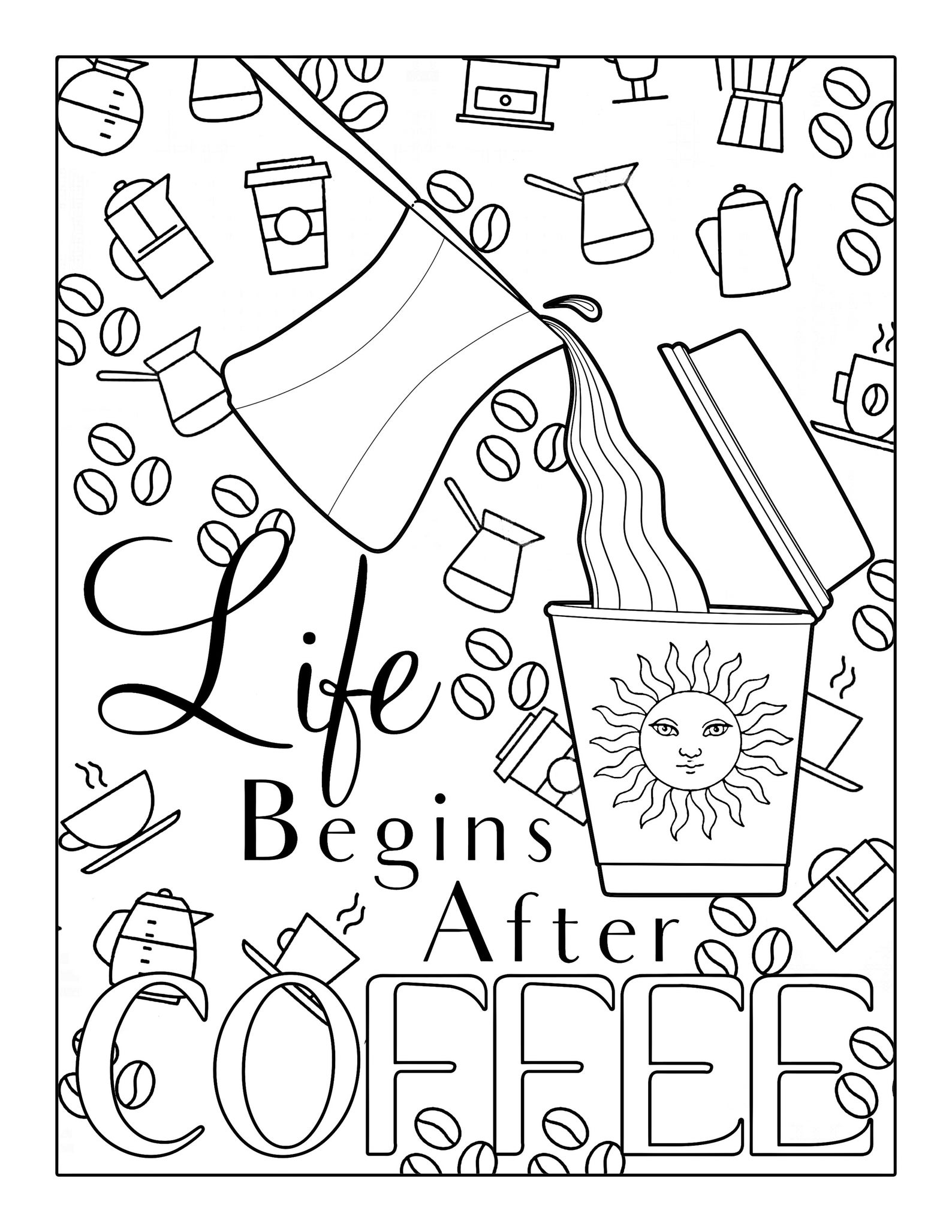 Coffee Coloring Pages - Etsy