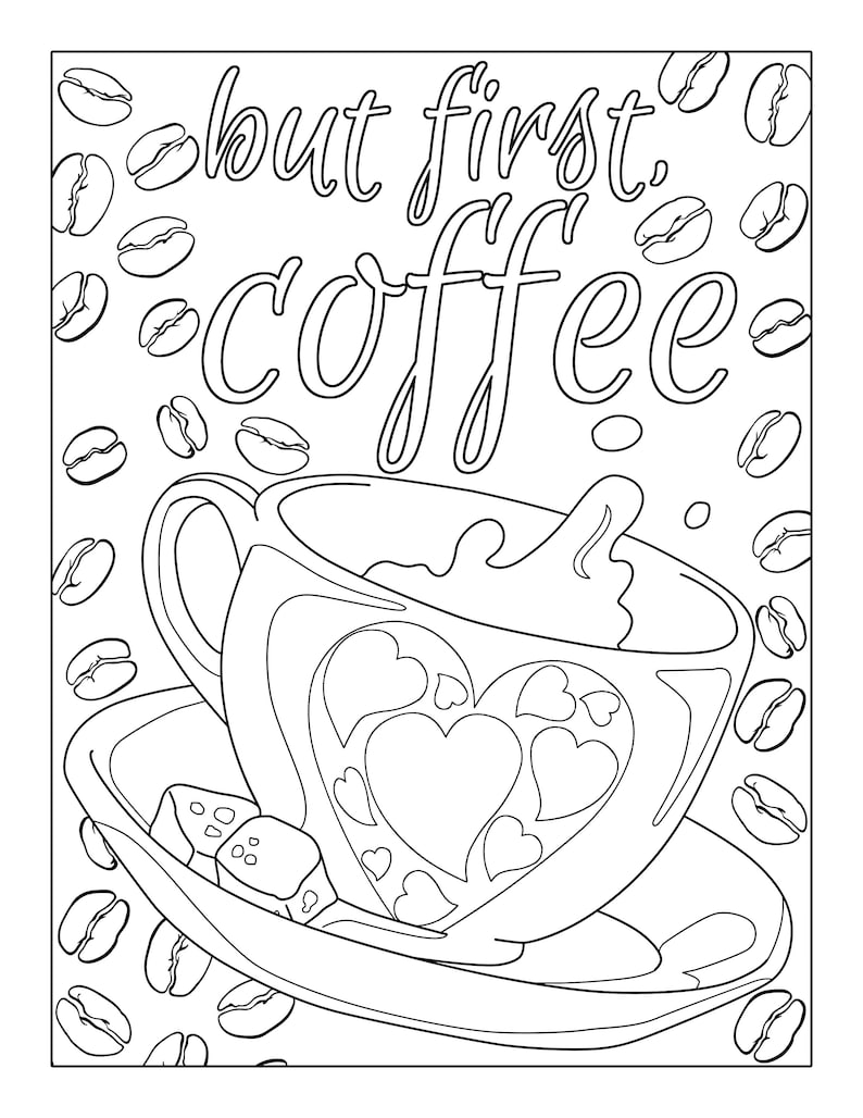 Coffee Coloring Pages - Etsy