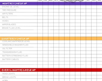 Auto care check sheet download/printable