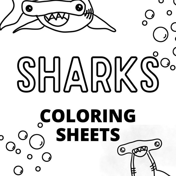 Shark Coloring Pages For Kids-Digital Download Printable