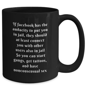 Facebook Jail Mugs Funny Facebook Jail Inmate Mug Repeat Offender fact Checker Facebook FB Prison Banned Facebook Blocked tea cup gag gifts