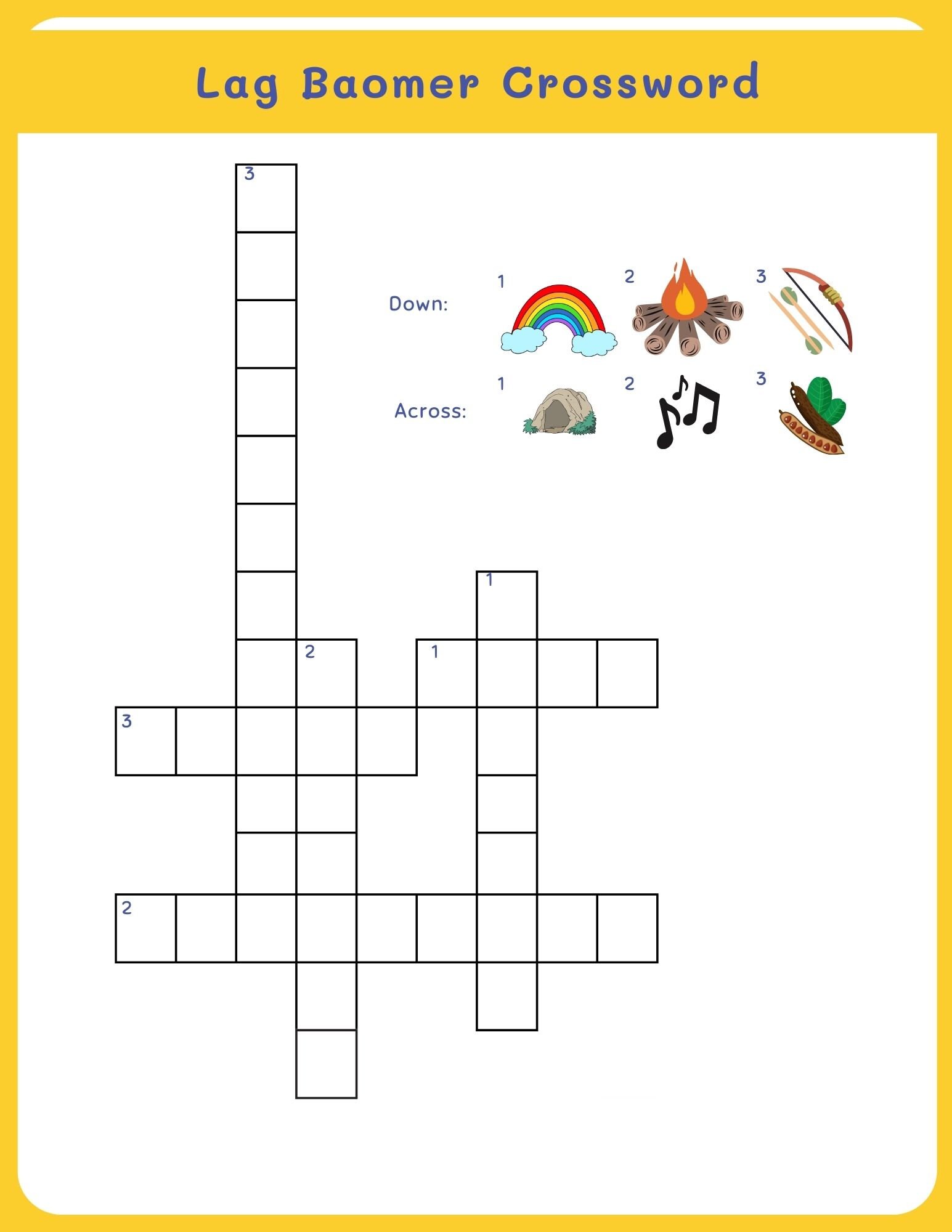 Lag Baomer Printable Activity Sheet for School Aged Kid Lag B'omer Pdf ...