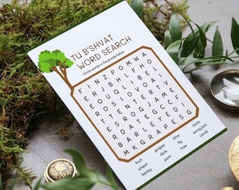 Folha de atividades para impressão de Tu Bshvat para crianças em idade escolar Tu B'shavat Download em PDF para crianças Tu Bishvat Livreto divertido para crianças Ano Novo para árvore