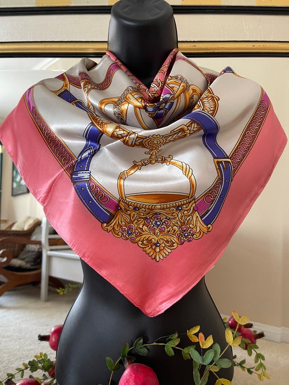 Satin Scarf - Royal Silk Scarf - Pink  Silk Scarf… - image 4