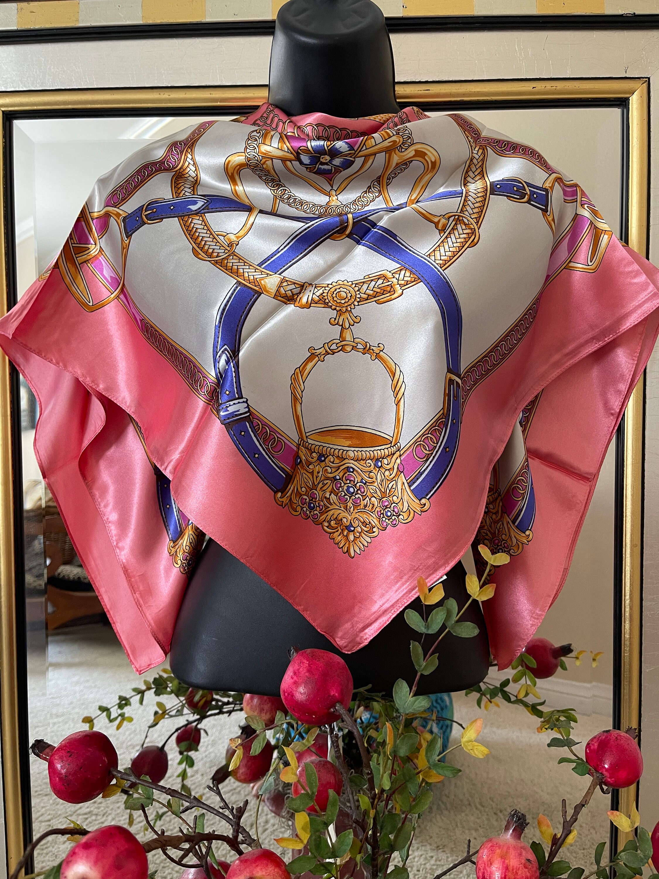 Satin Scarf - Royal Silk Scarf - Pink  Silk Scarf - Head Scarf - Silk Bandana - Hair Scarf - Handbag Scarf - Cover Brest - Neck Silk Scarf