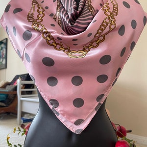 Polka Dot Silk Scarf - Handbag Scarf - Head Scarf - Vintage Scarf - Hair Scarf  - Top Bra Cover Up  - Neck Scarf - Fashion Scarf - Bandana