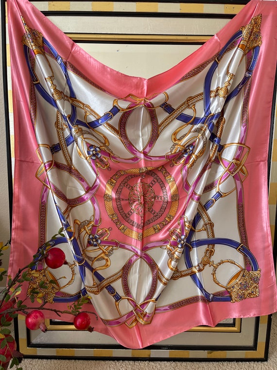 Satin Scarf - Royal Silk Scarf - Pink  Silk Scarf… - image 3
