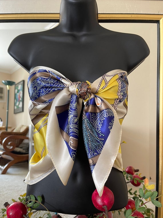 Fashion Scarf - Yellow Floral Scarf - Head Scarf … - image 6