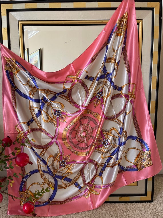 Satin Scarf - Royal Silk Scarf - Pink  Silk Scarf… - image 2