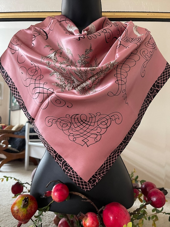 Women Silk Scarf - Pink  Silk Scarf - Head Cover … - image 2