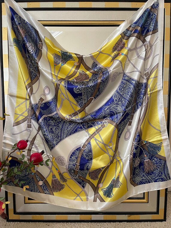 Fashion Scarf - Yellow Floral Scarf - Head Scarf … - image 3