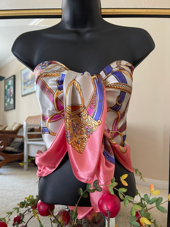 Satin Scarf - Royal Silk Scarf - Pink  Silk Scarf… - image 7