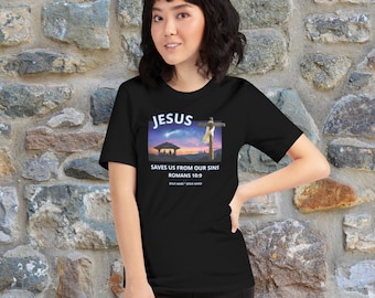 Jesus Saves, Jesus Saves us from our sins, Romans 10:9, Jesus Made, Jesus Saved, Men's Shirts, Women's Shirt, Adult Tee, Cross Shirt, Manger