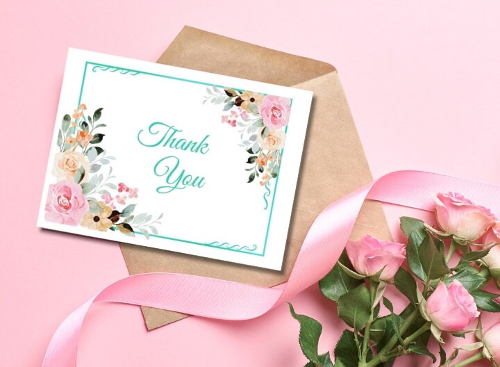 Floral Thank You Card, Printable Note Card (digital Download) - Etsy