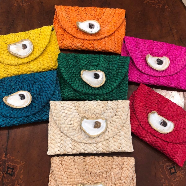 Clutch, Oyster Clutch, Straw Bag, Envelope Purse, Woven Clutch, Summer Clutch