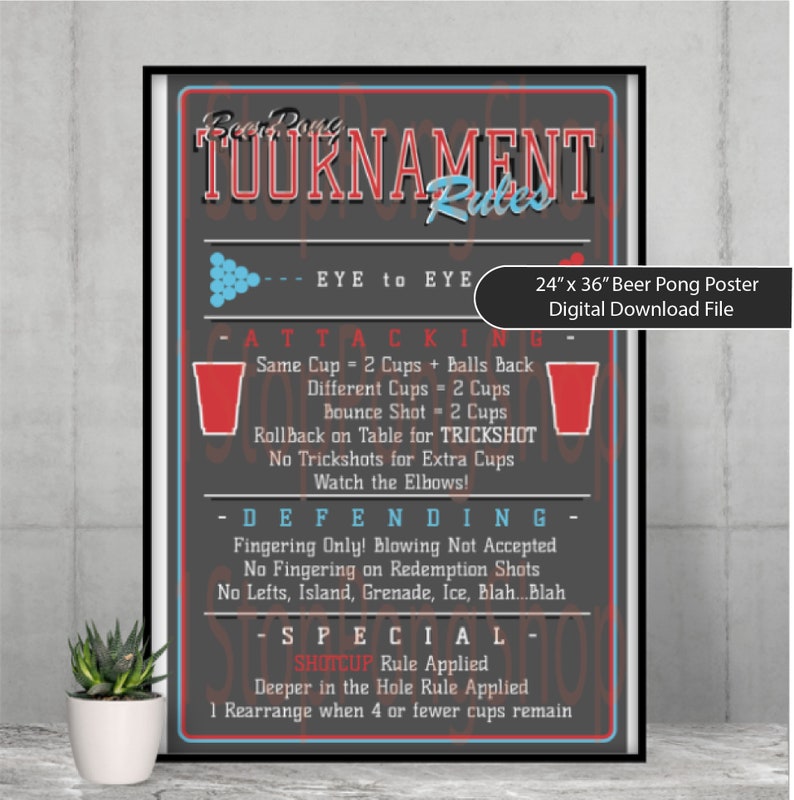NON CUSTOMIZABLE Beer Pong Tournament Rules Poster Instant Etsy