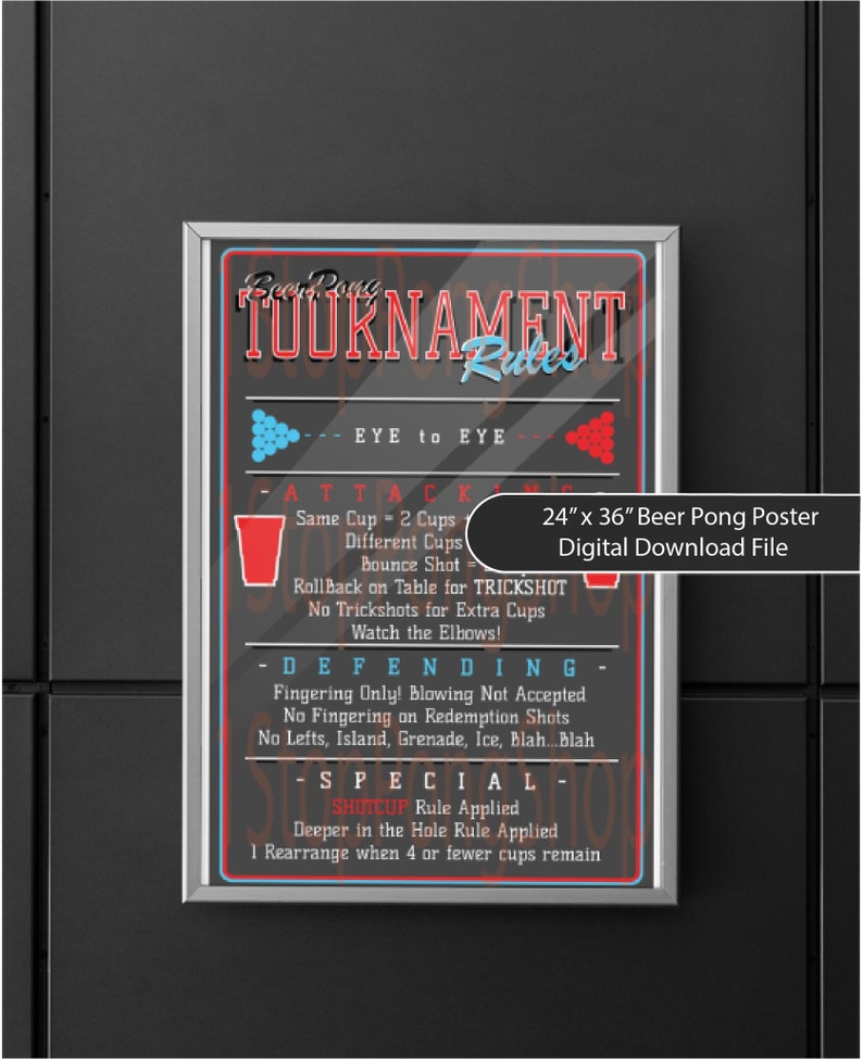 NON CUSTOMIZABLE Beer Pong Tournament Rules Poster Instant Etsy