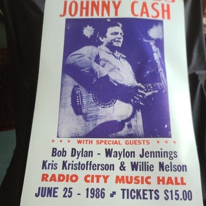 Johnny Cash Radio City Music Hall Concert Poster