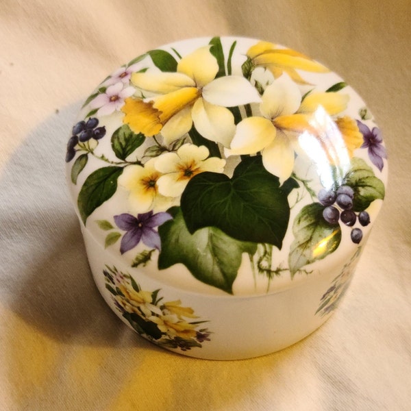 Royal Dalton Victoria Secret Floral Trinket Box Made in England Spring Florals