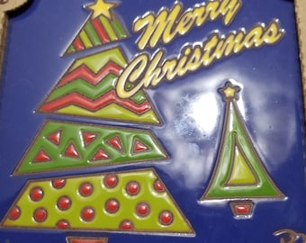 Hand Painted Christmas Tile, Signed Decorative Holiday Decor