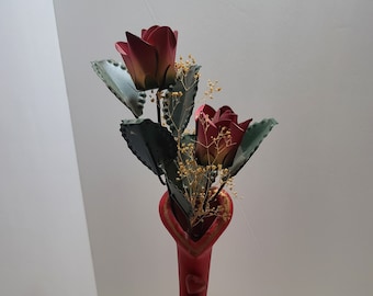 Ewige Metall Valentine immer Blumen und Keramik rotes Herz Vase