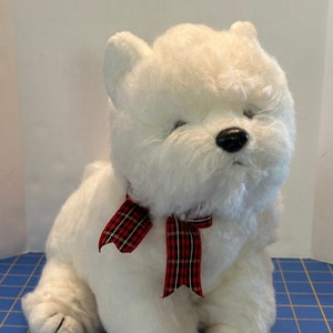 2001 Ty Scottie Terrier Dog Plush Macdougal Sitting with Tartan Bow Y2K