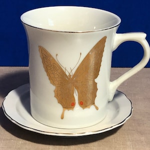 Vintage Takahashi Gold Butterfly Cup and Saucer San Francisco