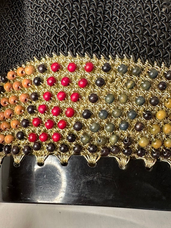 Vintage Evening Crocheted Drawstring Black Bucket… - image 8