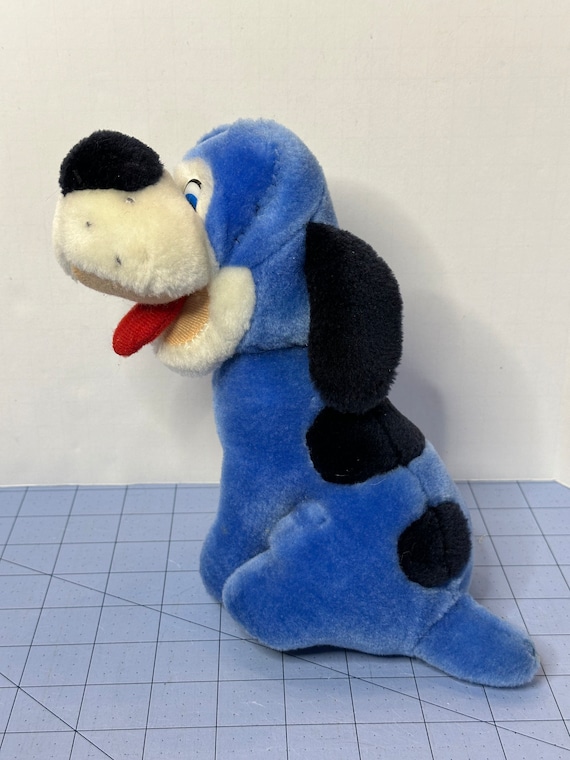 Vintage Blue Hound Dog Stuffed Animal Sitting Tongue Out