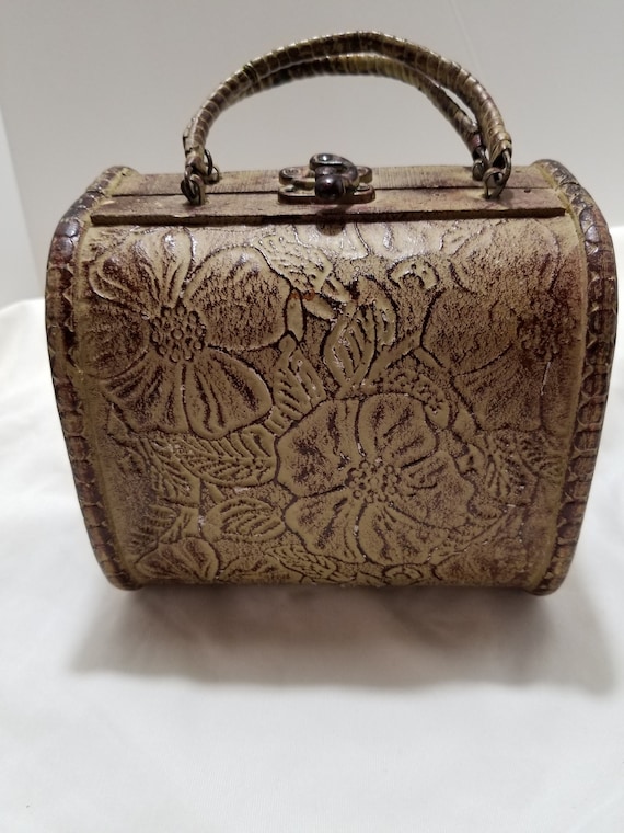 Wooden Box Purse Floral