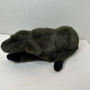 Vintage Trudy Life Like Resting Dark Brown Baby Moose Plus Realistic Stuffed Animal 1983 Rare HTF