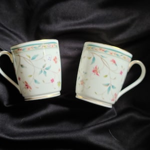Noritake Floral Coffee Mugs Hana Sarasa Made in Japan lot of 2