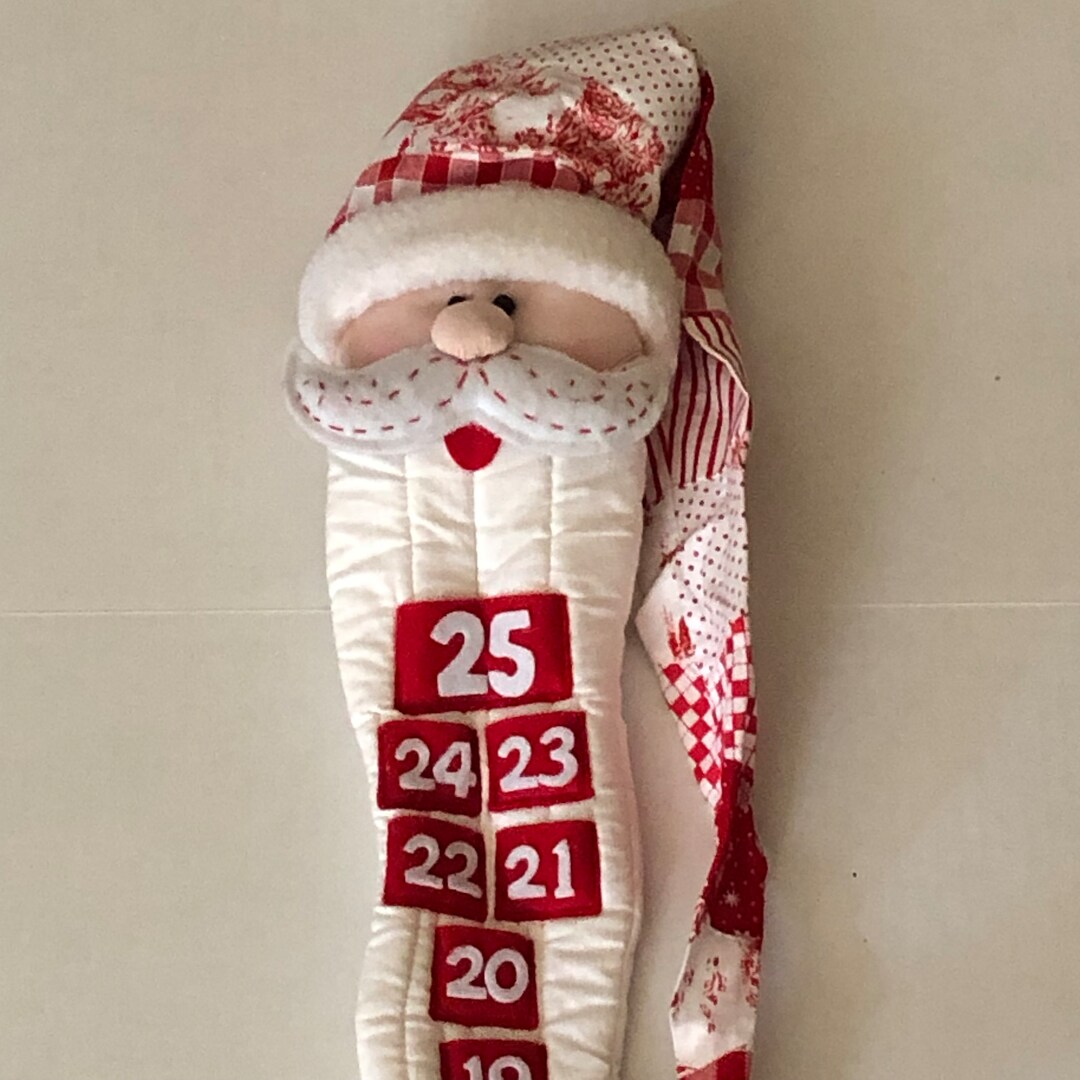 Santa Head Plush Advent Calendar Countdown Wallhanging Country